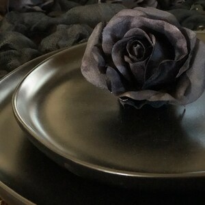 Black Roses Photo Prop Silk Flower Wedding Reception Table Decorations set of 10 roseheads image 3