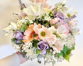 Pastel Wildflower Wedding Bouquet: SPRING Garden Silk Flowers