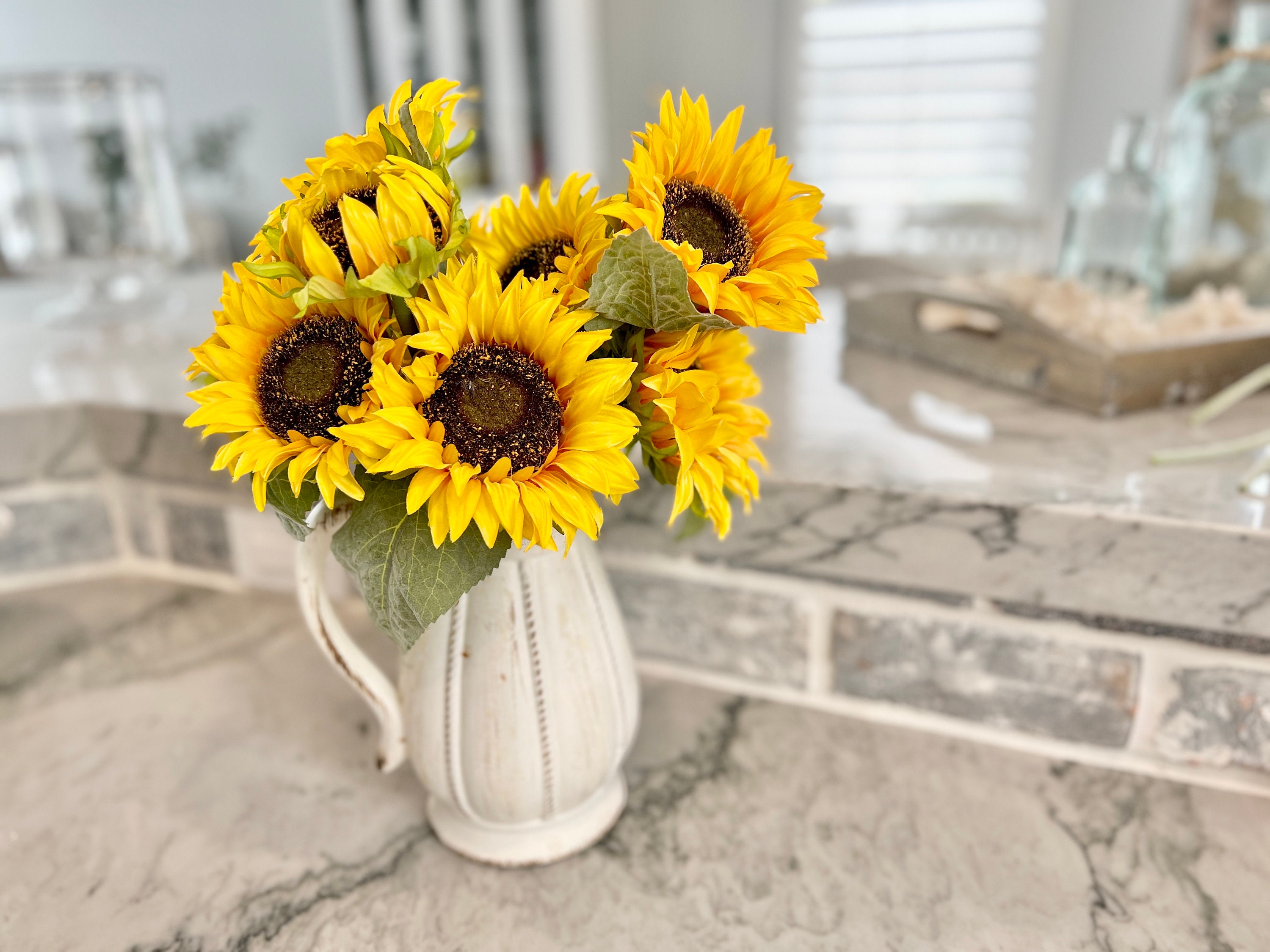 Artificial Silk Sunflower Stems | Home Decor Bouquet Sunflowers - Etsy