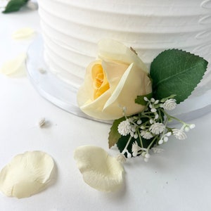 Set of 3 Buttercream Wedding Cake Flowers Matching Rose Petals Yellow Wedding Cake Topper Floral Cake Topper Boho Cake Topper image 8