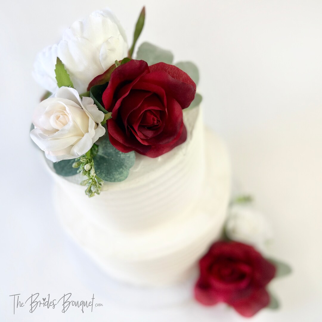 Red Wedding Cake Flowers Wedding Cake Topper Red Floral Cake Topper