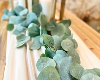 Eucalyptus Garland | Wedding Centerpiece Decoration (55in silver dollar garland)