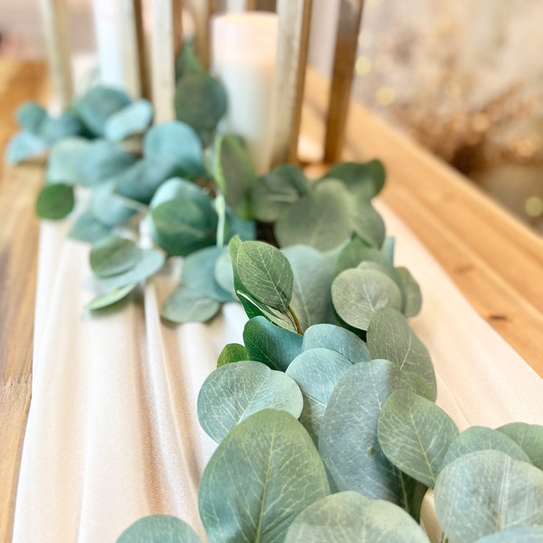 Eucalyptus Garland | Wedding Centerpiece Decoration (55in silver dollar garland)