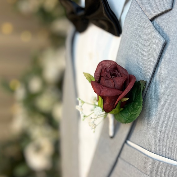 Buy Burgundy Baby Breath Boutonniere Groom Boutonniere Online in India Etsy