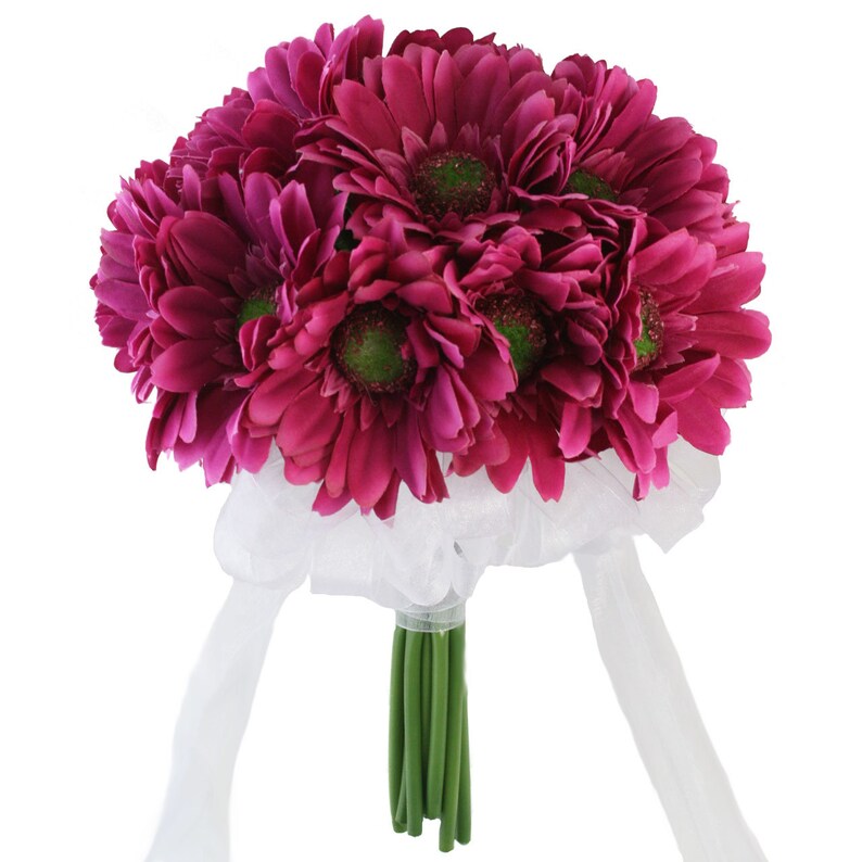 Hot Pink Daisy Bouquet 18 stems Bridal Wedding Flowers