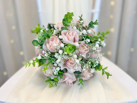 Silk Wedding Bridesmaid Rose Babies Breath Flower Bouquet