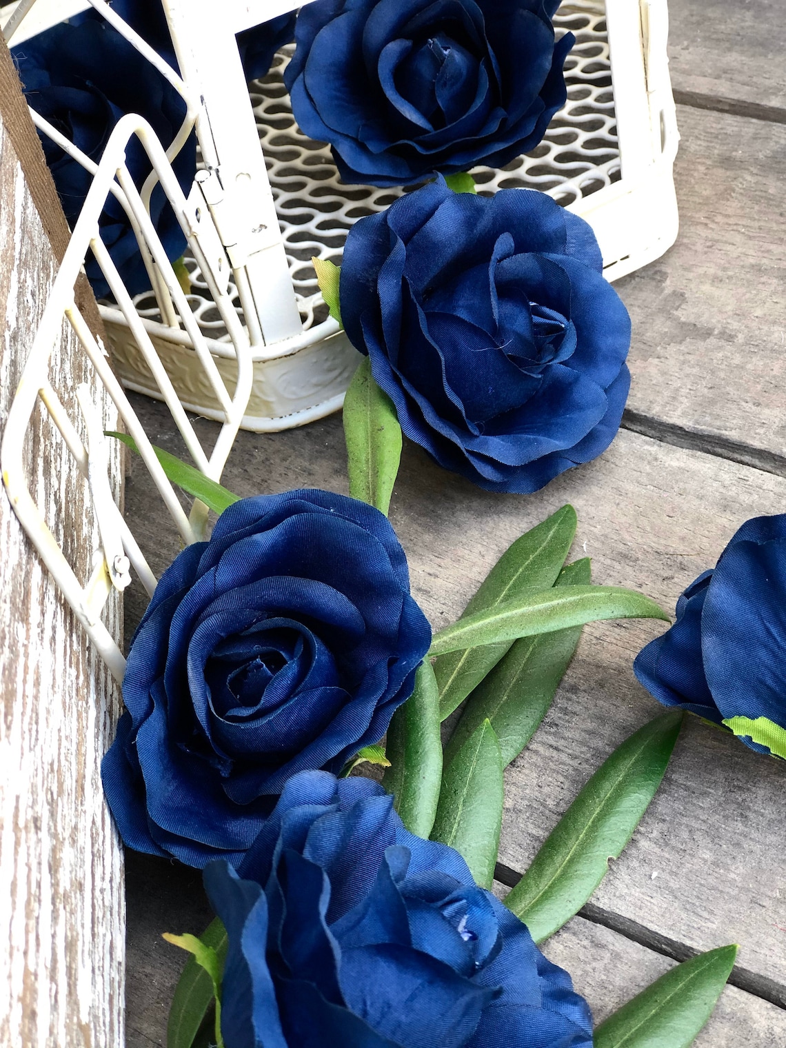 50 Navy Blue Rose Heads Silk Flower Wedding/Reception Table Etsy