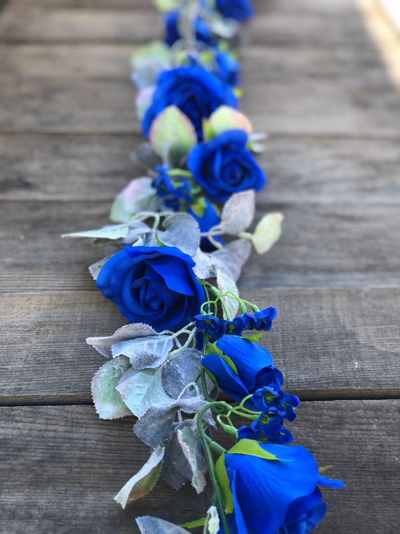Wedding Garland Floral Garland Backdrop 8 ft Royal Blue Flower Garland Wedding Arch Wall Decor Nursery Garland
