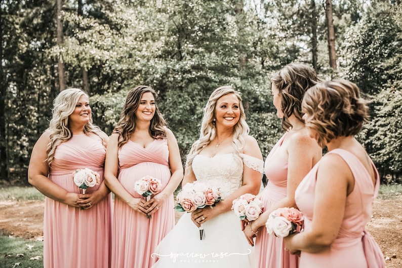Artificial Flowers Bride /& Bridesmaid Wedding Bouquets large rose only Champagne Blush Pink Rose Gold Bridal Wedding Bouquet