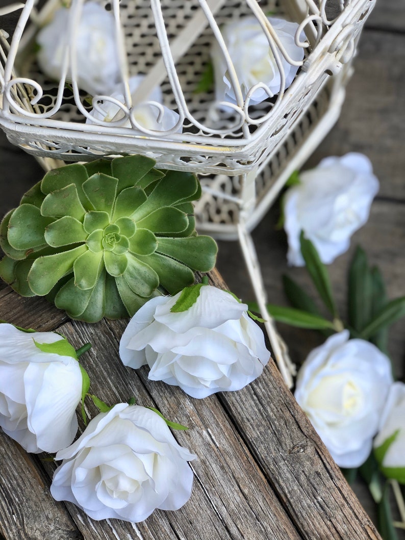 10 Ivory Rose Heads Silk Flower Wedding/reception Table Etsy