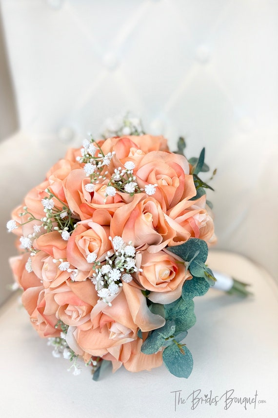 Wedding Bouquet Bridal Bouquet With Coral Roses large Etsy Canada