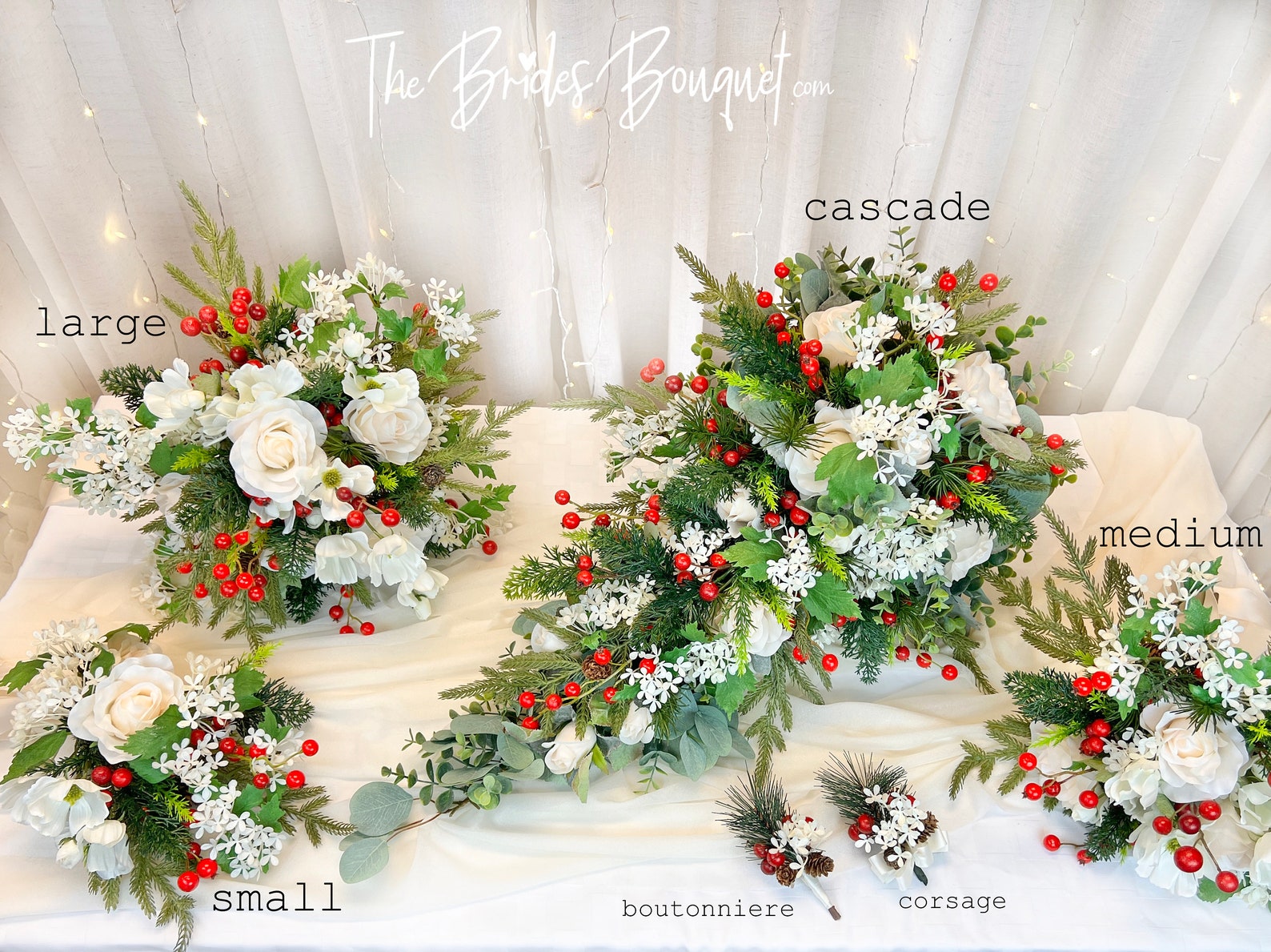 Christmas Wedding Cascading Bridal Bouquet Winter Berry Etsy