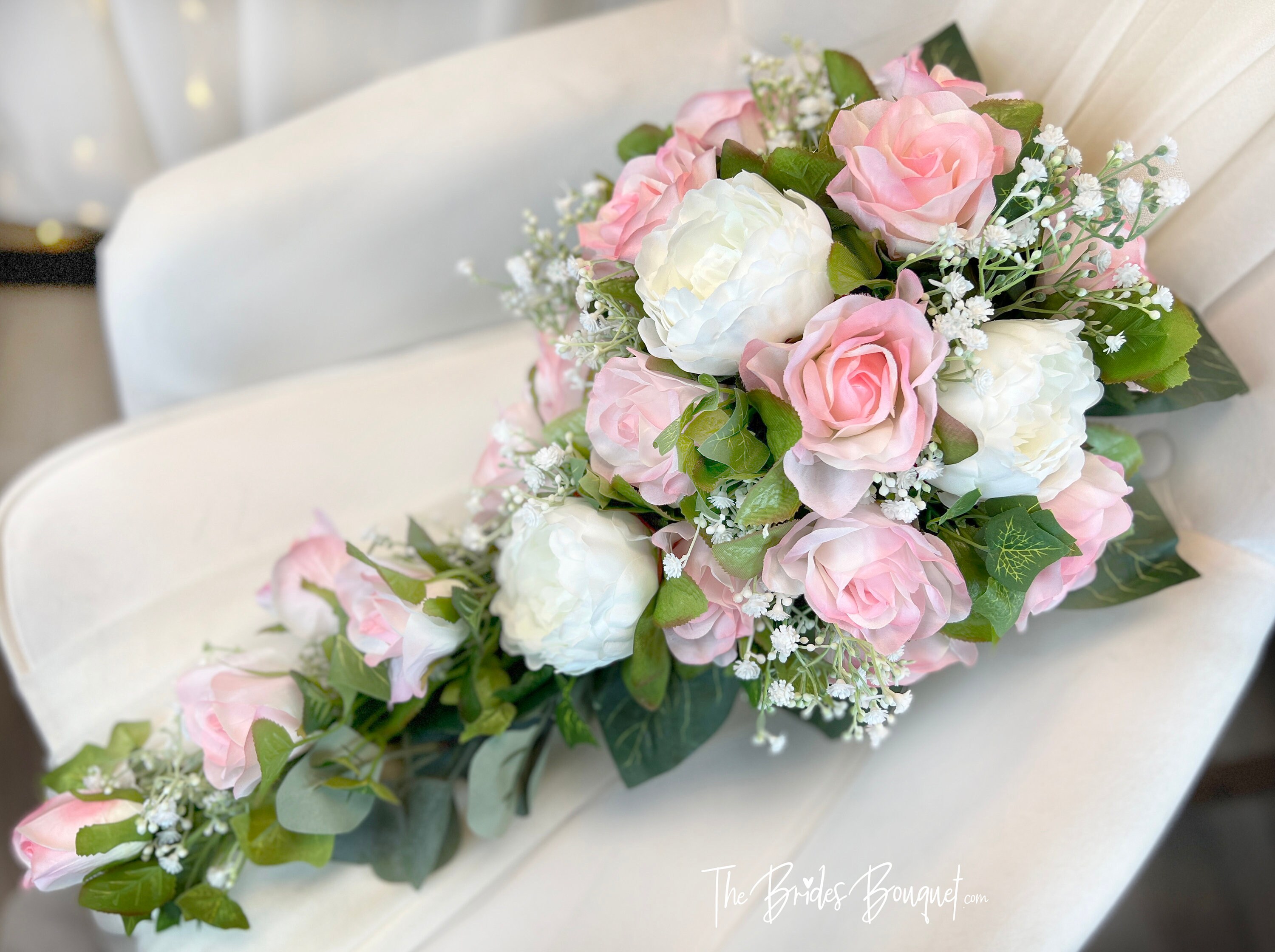 Flower White and baby pink with baby breath Garlands at Rs 5000