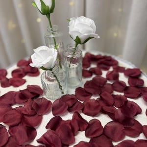 Burgundy Silk Rose Petals | Wedding Centerpiece | Aisle Decoration image 10