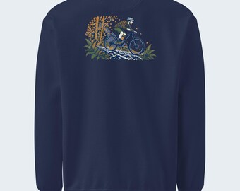 MTB Berm Mountain Bike Art Crewneck Sweatshirt, Back Print, Chest Logo, Garment-Dyed Heavyweight Fleece - Verkho Condensed Rule