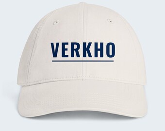 Minimal Outdoor Wordmark Low-Profile Cap, Printed Front, Lightweight Cotton - Verkho Block Underline