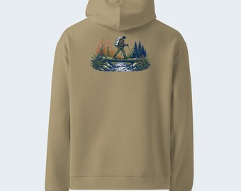 Hike Ridge Hiking Art Hoodie, Back Print, Chest Logo, Relaxed Brushed Fleece - Verkho Condensed Rule