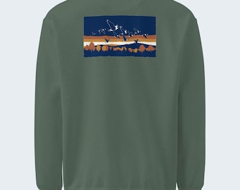 Fall Geese Waterfowl Art Crewneck Sweatshirt, Back Print, Chest Logo, Garment-Dyed Heavyweight Fleece - Verkho Mixed Case