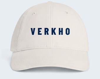 Minimal Outdoor Wordmark Low-Profile Cap, Printed Front, Lightweight Cotton - Verkho Tracked Wide