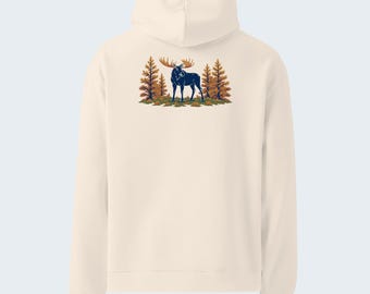 Fall Moose Wildlife Art Hoodie, Back Print, Chest Logo, Relaxed Brushed Fleece - Verkho Mixed Case