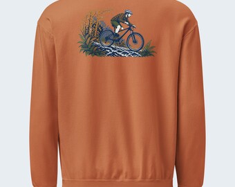 MTB Berm Mountain Bike Art Crewneck Sweatshirt, Back Print, Chest Logo, Garment-Dyed Cotton Fleece - Verkho Condensed Rule