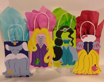 PRINCESS Party Bags, Favors, Loot Bags,, Jasmine, Snow White, Rapunzel, Cinderella, Sleeping Beauty.