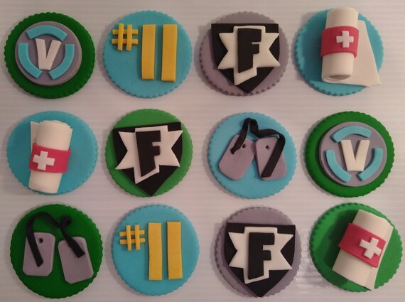 fortnite 12 count fondant toppers fortnite birthday party cupcake toppers fortnite party - fortnite cupcakes toppers