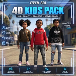 FiveM 40 Kids Ped Pack | Fivem Baby and Boys Peds Packs