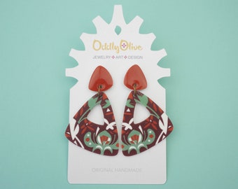 Orange and Sage Fall Statement Earrings