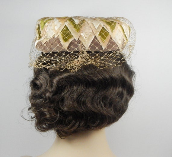 Vintage 1950s Olive Green, Brown, Taupe and Ivory… - image 5