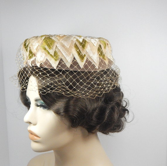 Vintage 1950s Olive Green, Brown, Taupe and Ivory… - image 2