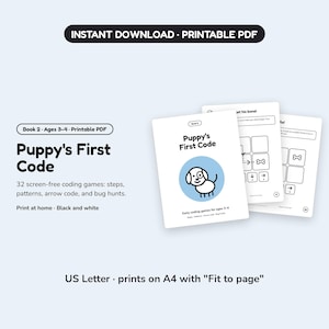 Puppy's First Code: Screen-Free Coding Activity Book for Ages 3-4 (PDF Download)