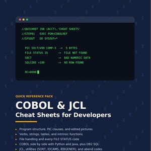 COBOL & JCL Quick Reference Pack: Developer Cheat Sheets (Digital Download)