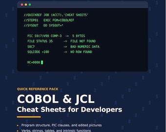 COBOL & JCL Quick Reference Pack: Developer Cheat Sheets (Digital Download)