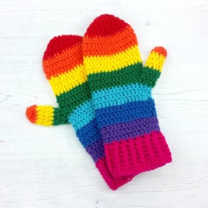 Rękawiczki Rainbow, Rękawiczki szydełkowe, Ogrzewacze do rąk w paski tęczowe, Urocze rękawiczki damskie, Rękawiczki unisex, Wielokolorowe rękawiczki, Funky Mittens
