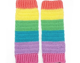 Pastel Rainbow Leg Warmers, Womens Leg Warmers, Kawaii Leg Warmers, Crochet Leg Warmers, Fairy Kei Decora, Pop Kei Fashion, Pastel Aesthetic