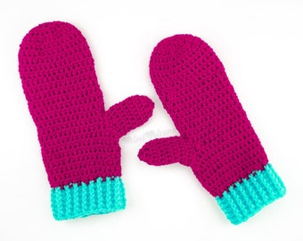 Duotone Mittens, Crochet Two Tone Custom Colour Hand Warmers, Colourful Womens Mittens, Multicoloured Girls Knit Mittens, Bespoke Gloves