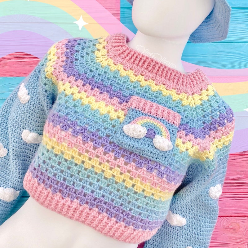Cute cloud rainbow sun tassels  Sweater YV521 main image 0