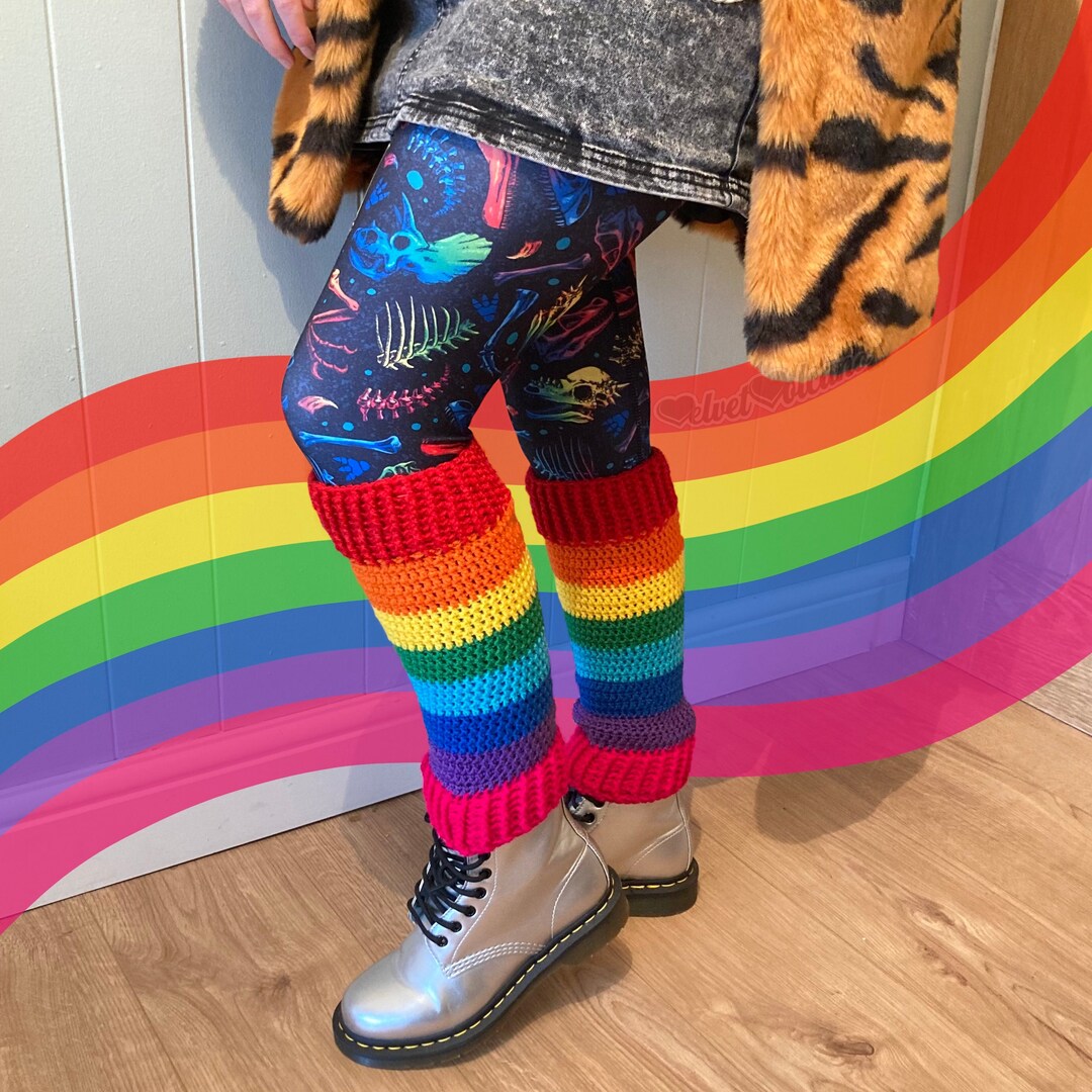 Rainbow Leg Warmers, LGBTQIA Gay Pride Leg Warmers, Funky Colourful