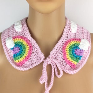 Pastel Rainbow Cloud Peter Pan Collar, Fairy Kei Faux Collar, Sweet Lolita Collar, Yume Kawaii Removable Collar, Fairycore Womens Collar
