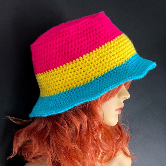 Pansexual Bucket Hat Crochet Sun Hat 