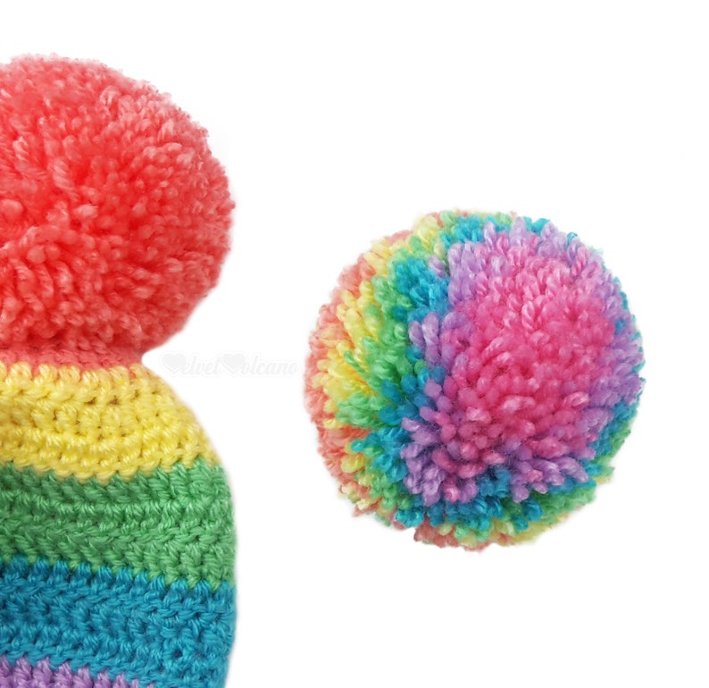 Pastel Rainbow Bobble Hat, Colourful Crochet Pom Pom Beanie, Fairy Kei Yume Kawaii, Womens Candy Colour Hat, Girls Cute Pastel Knit Beanie image 4