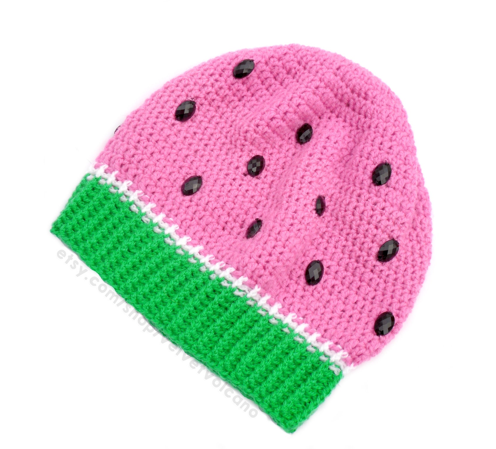 Watermelon Beanie, Slouchy Fruit Hat, Crochet Melon Beanie, Loose
