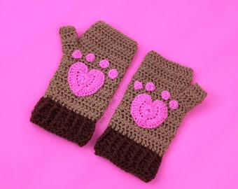 Kitty Paw Fingerless Gloves, Custom Colour Cat Paw Gloves, Kawaii Cosplay Hand Warmers, Cute Toe Beans, Neko Cat Claw Half Finger Gloves