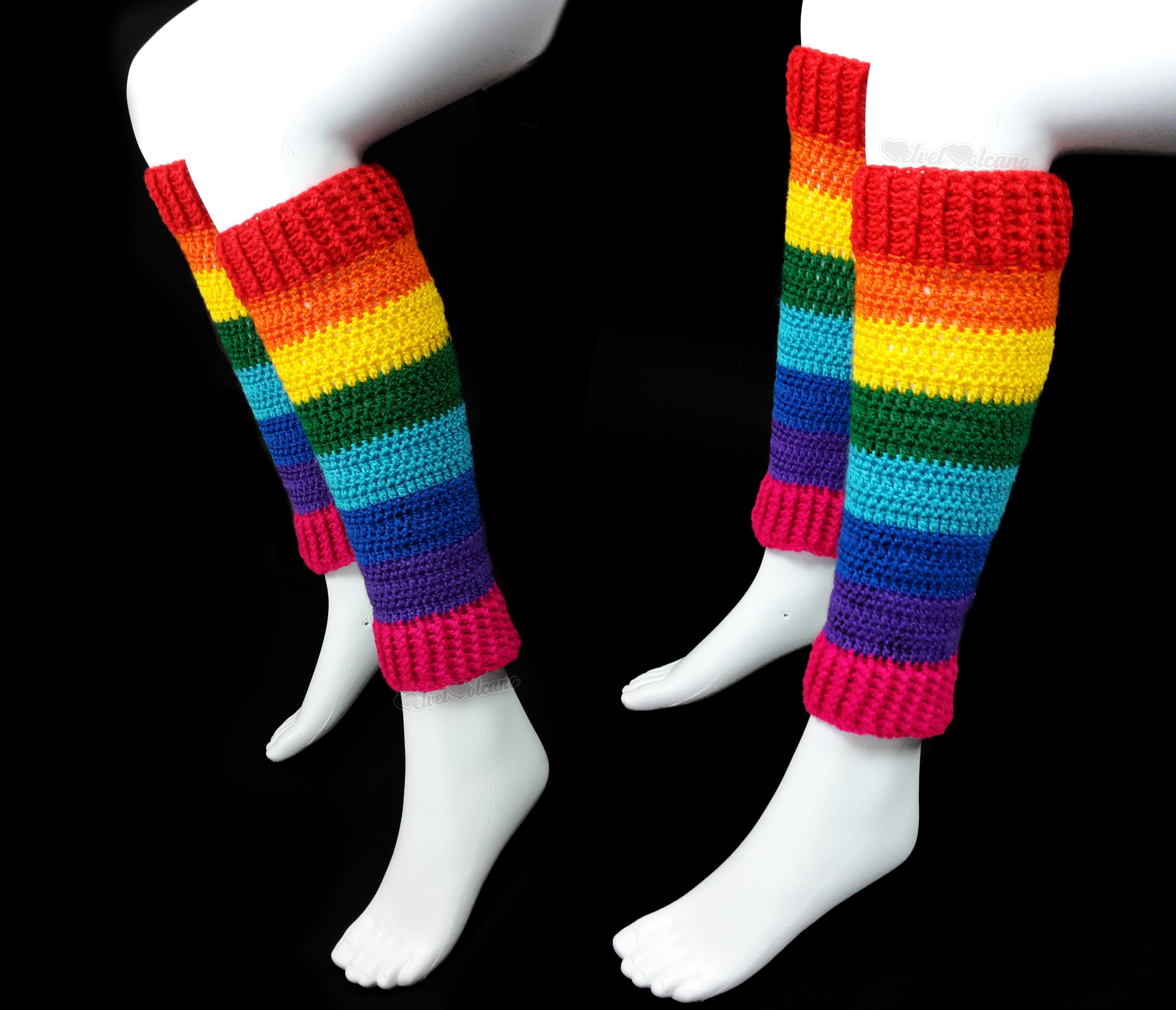 Rainbow Leg Warmers Chunky Leg Warmers Kawaii Leg Warmers Etsy
