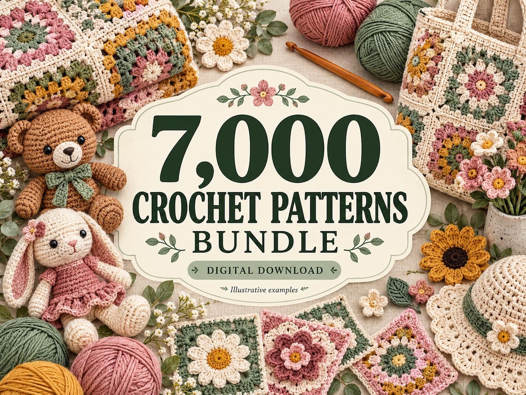 Free Crochet Ribbon Patterns.pdf 7,000 Crochet Patterns Bundle, Digital PDF Collection for Amigurumi ...