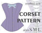 CORSET PATTERN Overbust Victorian Style. S M L sizes. Instant download pdf sewing pattern.