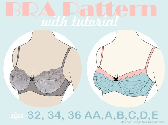 Bra Pattern With Sewing Tutorial A B C D E Cup Multi Size Etsy India