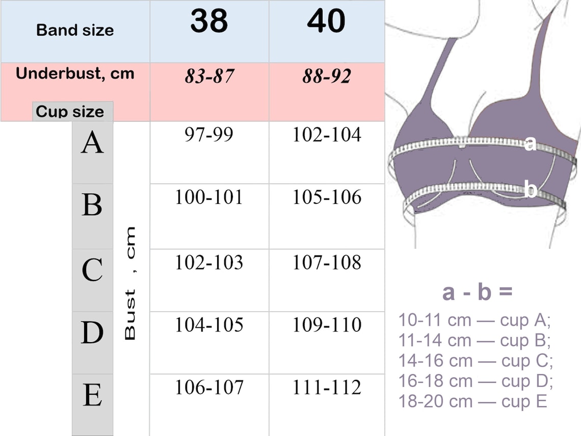 Bra PATTERN with Sewing TUTORIAL. 38 40 A B C D E cup | Etsy