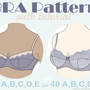 Bra Pattern With Sewing Tutorial 38 40 A B C D E Cup Multi Etsy Uk